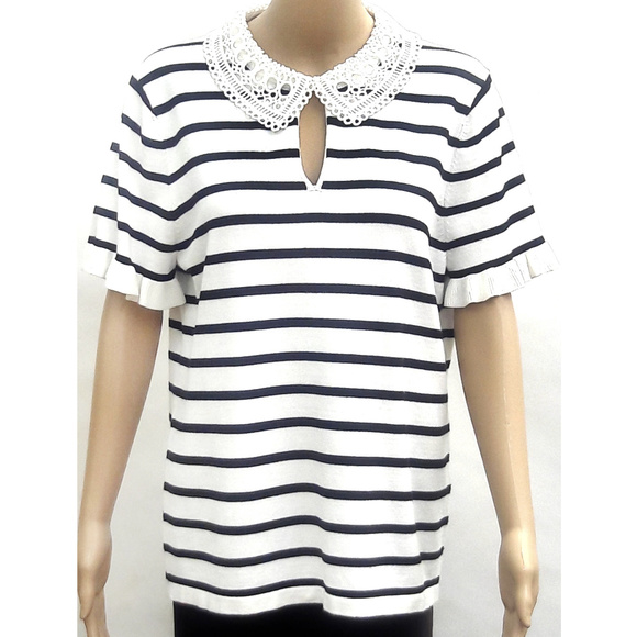 Karl Lagerfeld Tops - Karl Lagerfeld Black and White Striped Knit Top